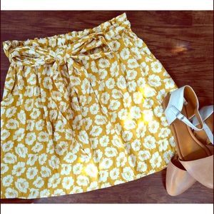 Mustard + Cream Poppy Print Skirt